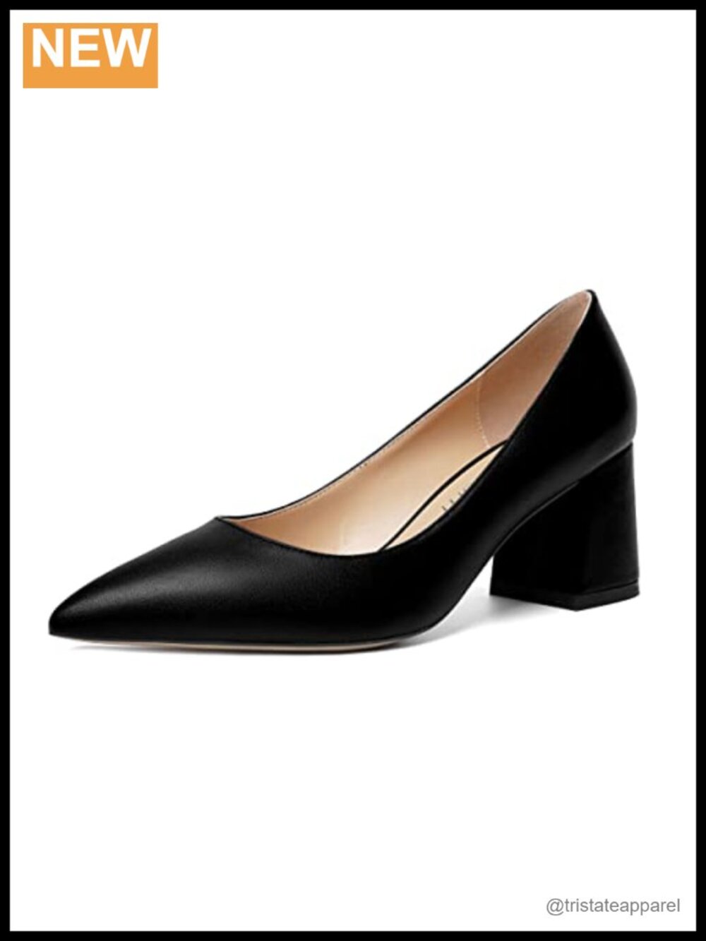 Women's Matte Pointed Toe Slip On Chunky Mid Heel Pumps Office Shoes